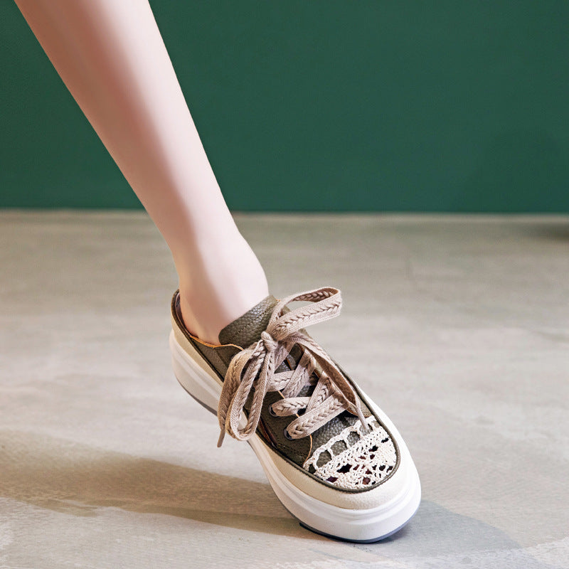 Women's Height Increasing Insole Thickness White Wedge Sandals