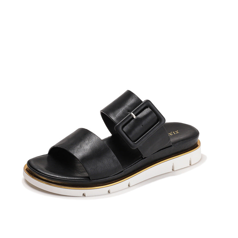 Women's Wedge Summer Outdoor Square Buckle Fashion Slippers