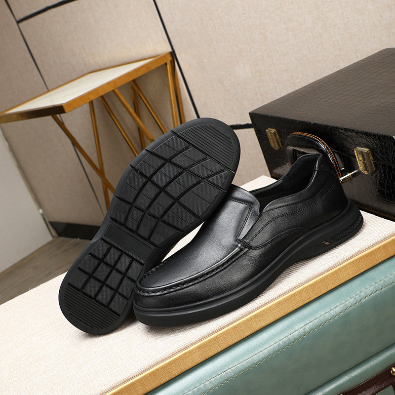 Men's Large Size Spring Slip-on Comfortable Flat Leather Shoes