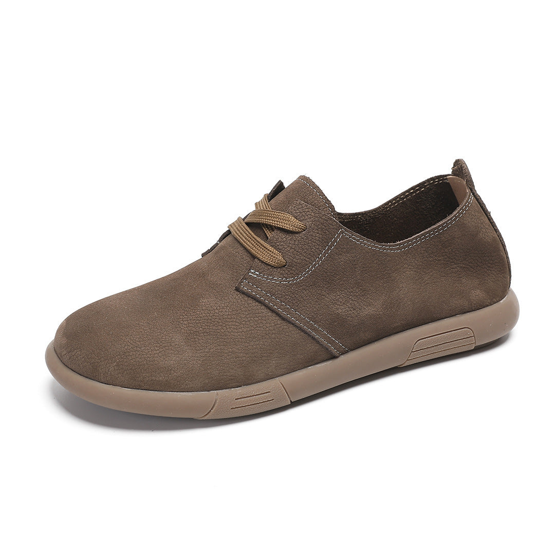 Men's Lightweight Ventilation Retro Single Layer British Leisure Top Cowhide Soft Men's Casual Leather Shoes