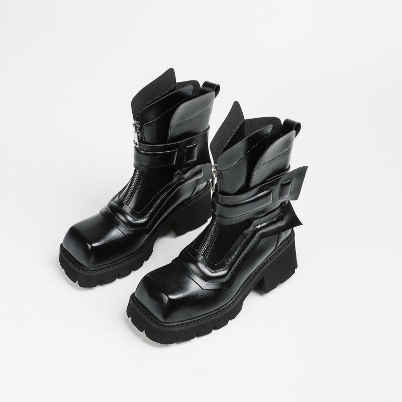 Black Warrior Knight Niche Height Increasing Boots