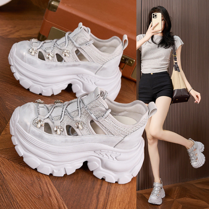 Women's Platform Dad Summer Hollow Hole Height Sneakers