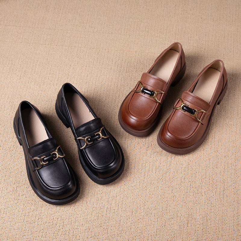 Women's First Layer Cowhide Authentic British Style Loafers