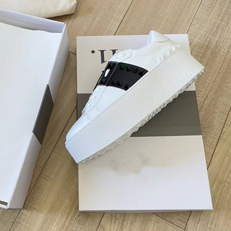 Women's Original Rivet Platform White Short Music Genuine Casual Shoes