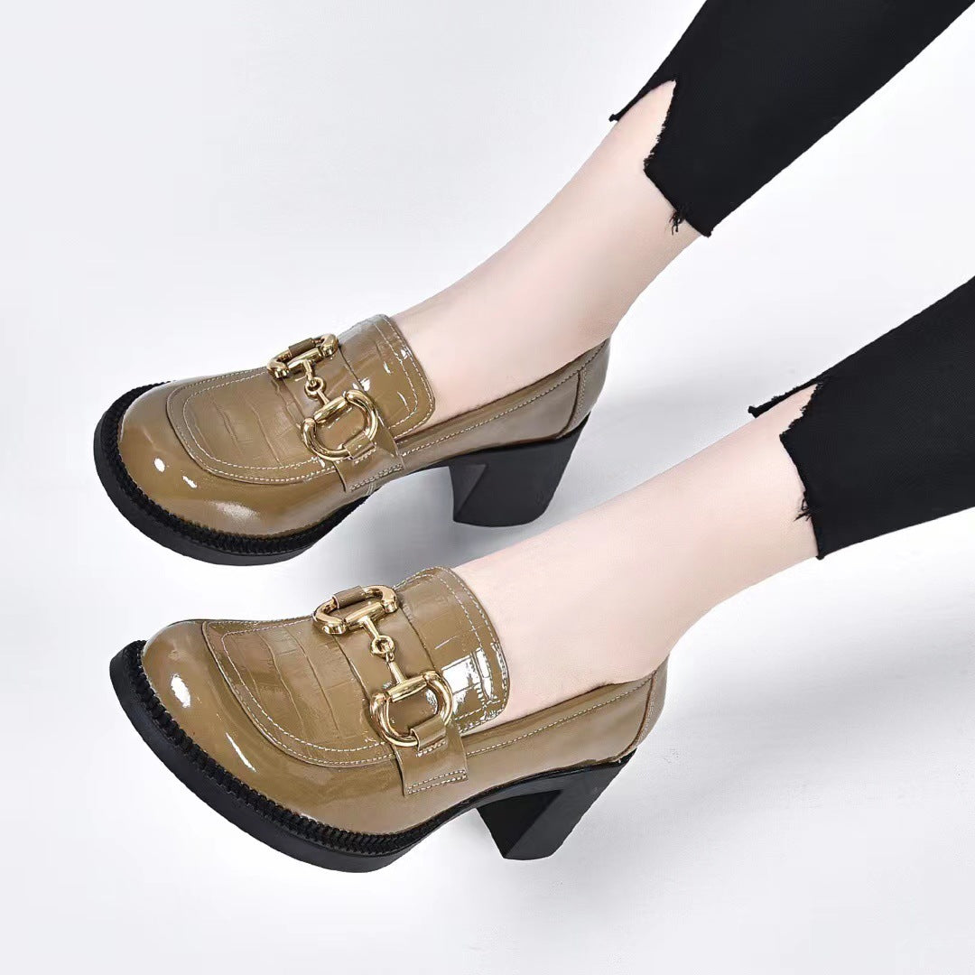 Women's Round Head British Style One Pedal Casual Shoes