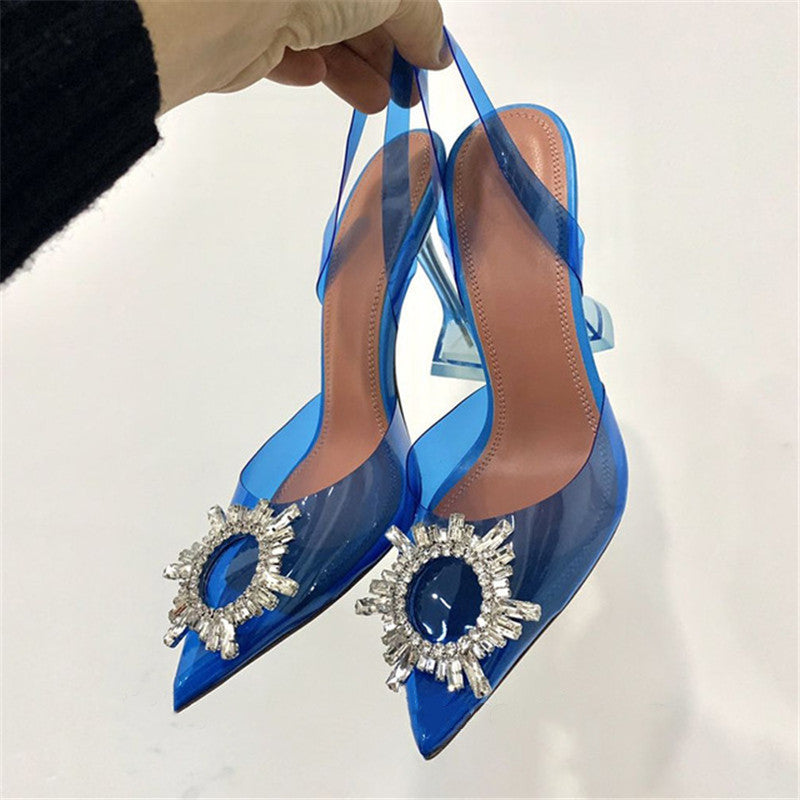 Women's French Crystal High Spring Rhinestone Sun Heels