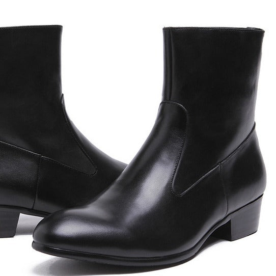 Men's Pointed Toe Outdoor Martin Cowhide Ankle Boots
