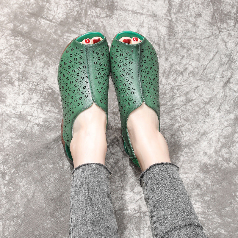 Women's Mouth Slip-on Soft Bottom Top Layer Heels