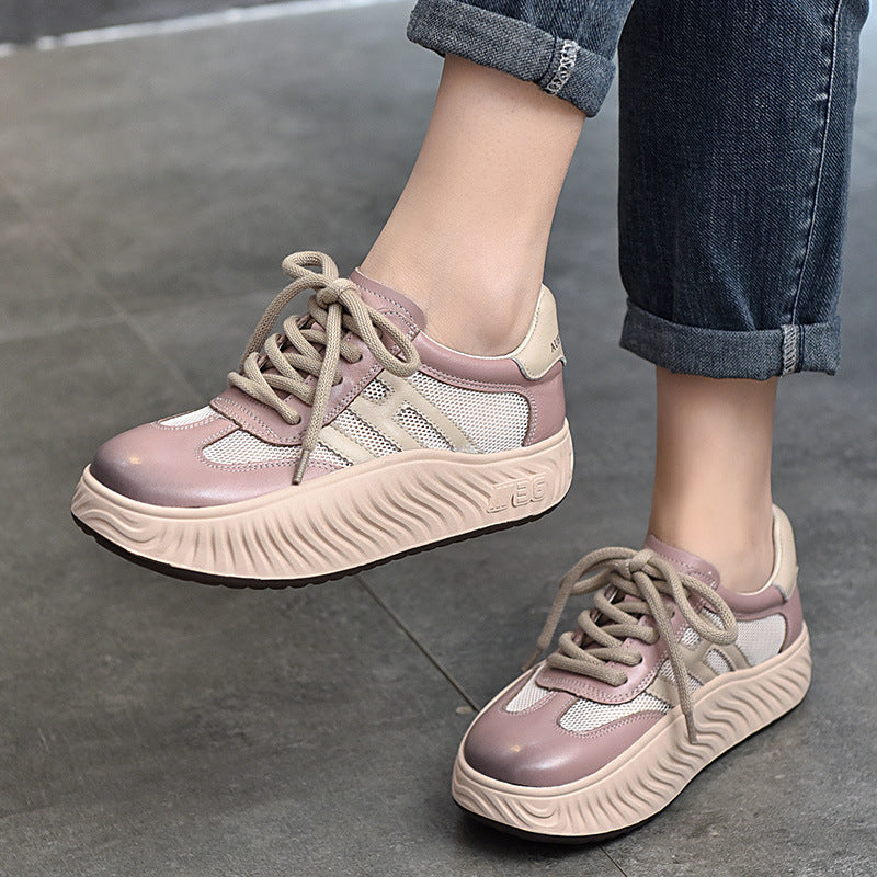 Pairs Of Platform Mesh Surface Sports Round Sandals