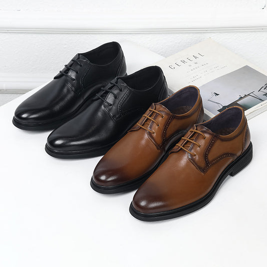 Charming Men's Spring Low Brushed Brown Men's Business Leather Shoes