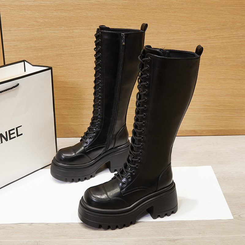 Women's Thick Bottom Knight Hidden Elevator Knee-high Boots