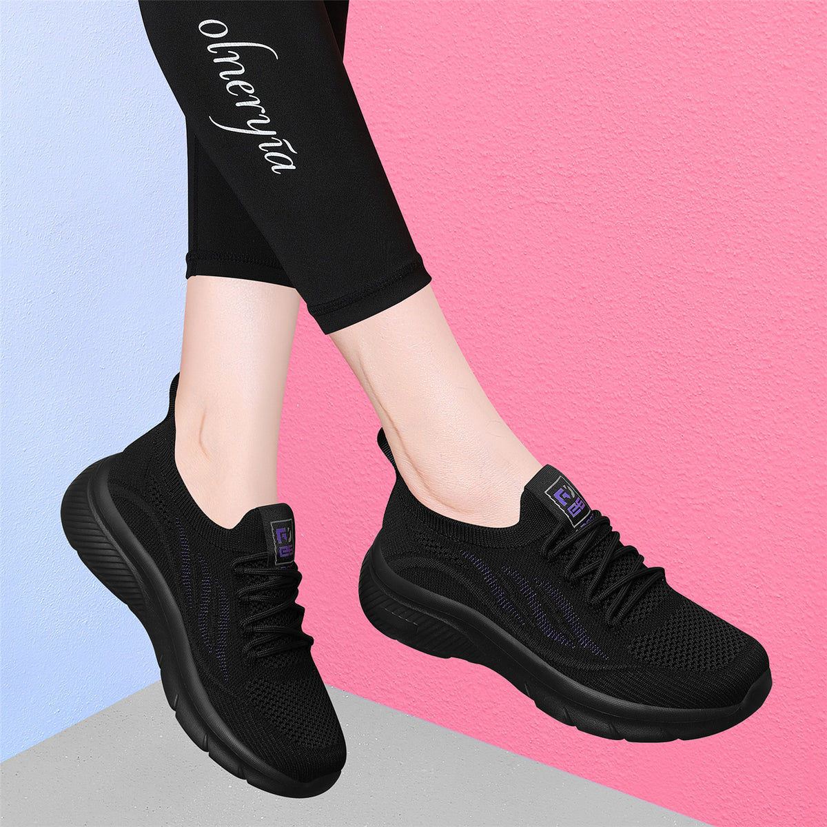 Women's Slip-on Lazy Lightweight Soft Sole Breathable Black Women's Casual Shoes