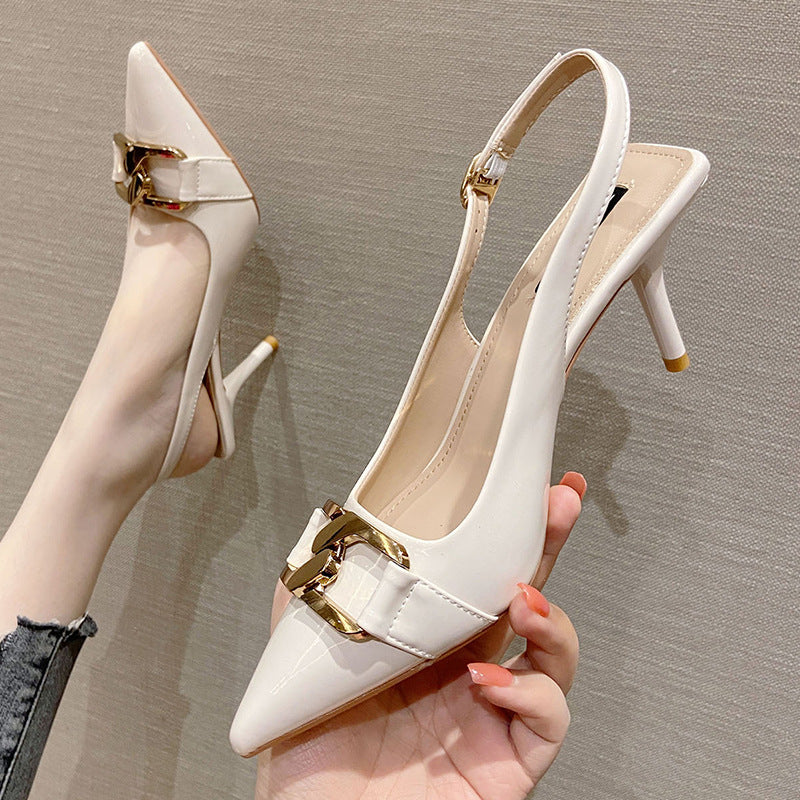 Women's Closed Toe Slingback Korean Stiletto Fairy Heels