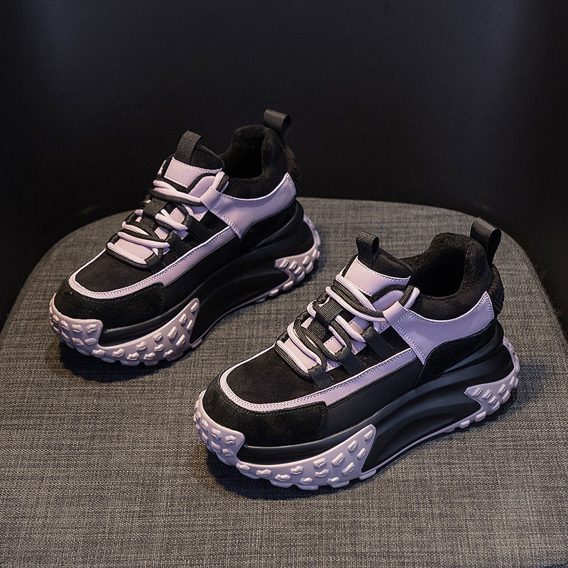 Women's Dad Fleece-lined Matte Spring Platform Fashion Women's Casual Shoes