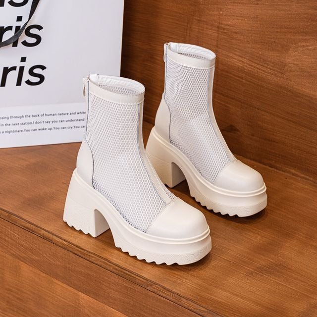 Women's Hollow Martin For Genuine Elevator Breathable Muffin Boots