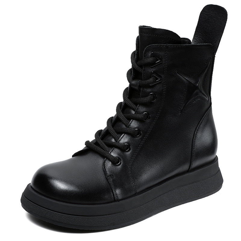 Women's Genuine Single Height Increasing Insole Round Boots