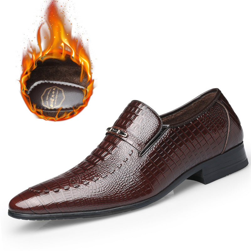 Men's Formal Wear Height Increasing Green Crocodile Pattern Korean Style Pointed Men's Business Leather Shoes