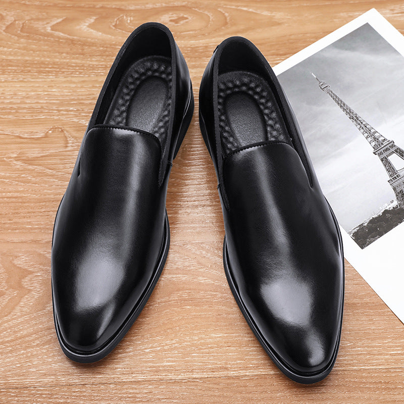 Men's Formal Wear Pointed Autumn Breathable Invisible Elevated Leather Shoes