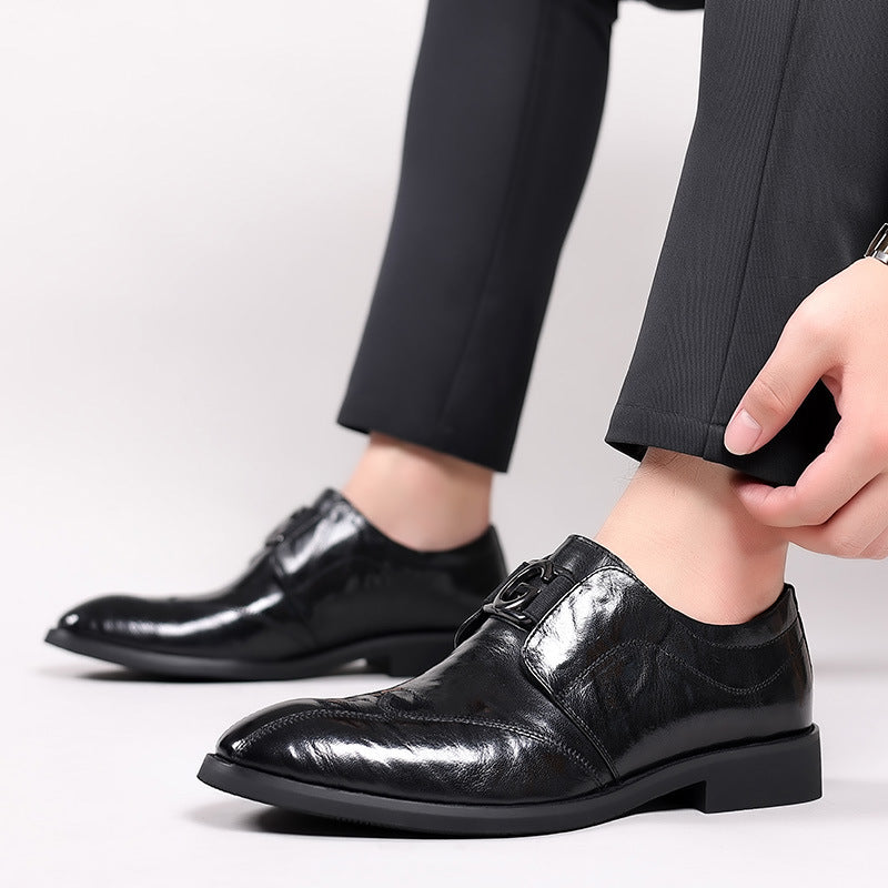 Men's Sheepskin Business Formal Wear British One Leather Shoes