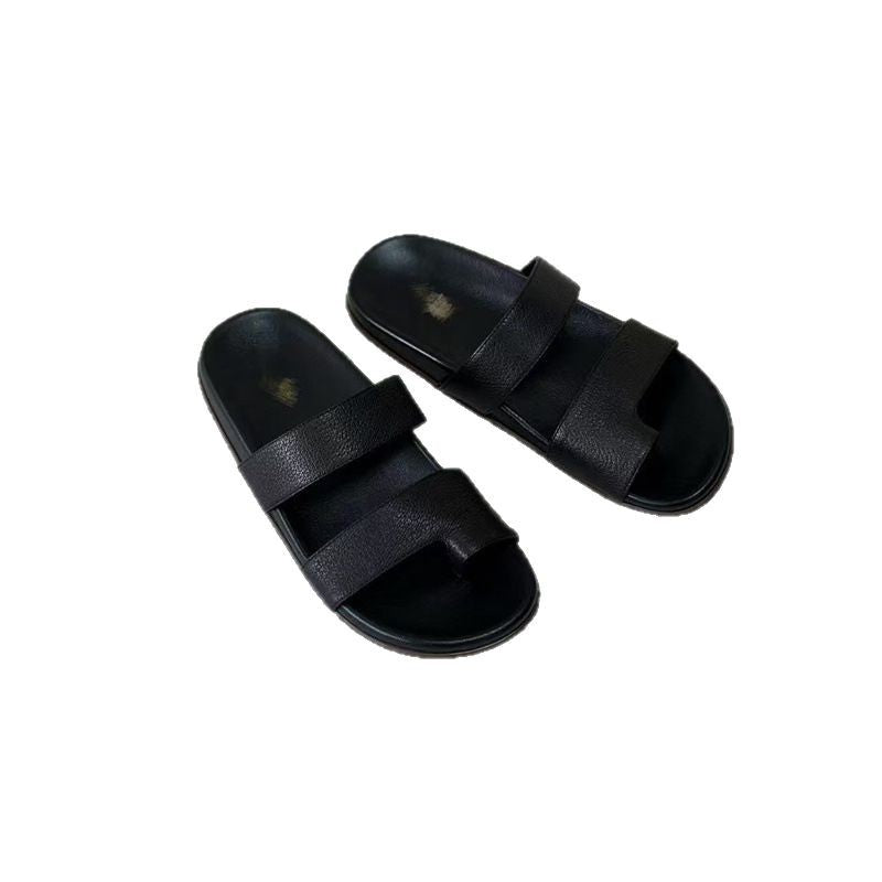 Women's Full Sheepskin Toe Ring Genuine Roman Flat For Sandals