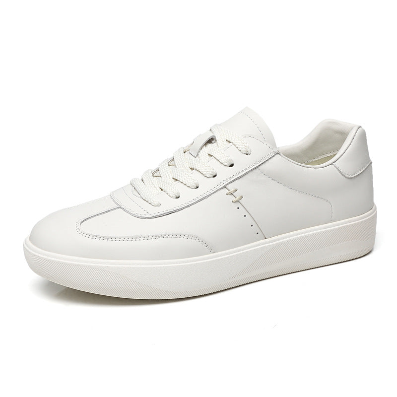 Men's White First Layer Cowhide Trendy Fashion Sneakers