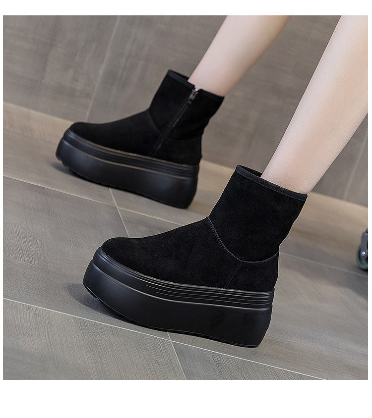 Women's Winter Fashion Pure Color High Slimming Women's Shoes