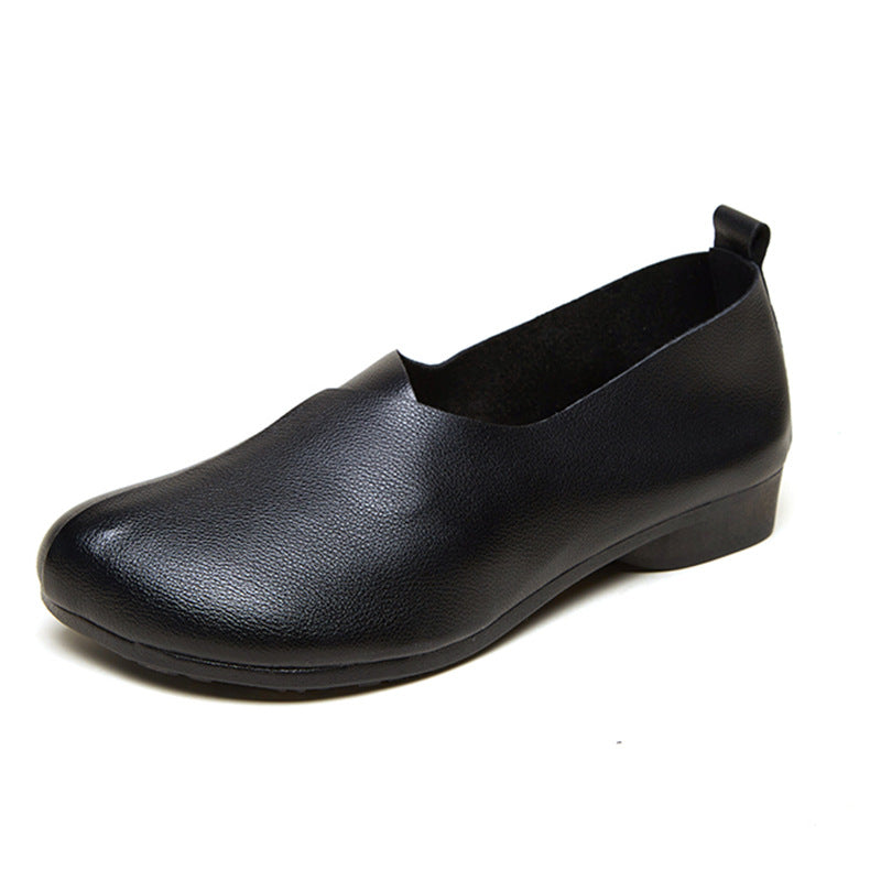 Women's Retro Top Layer Cowhide Mother Flat Beef Women's Shoes