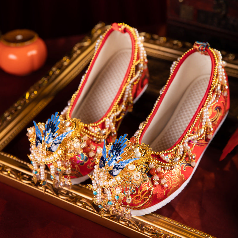 Forever Red Wedding Ancient Style Chinese Canvas Shoes