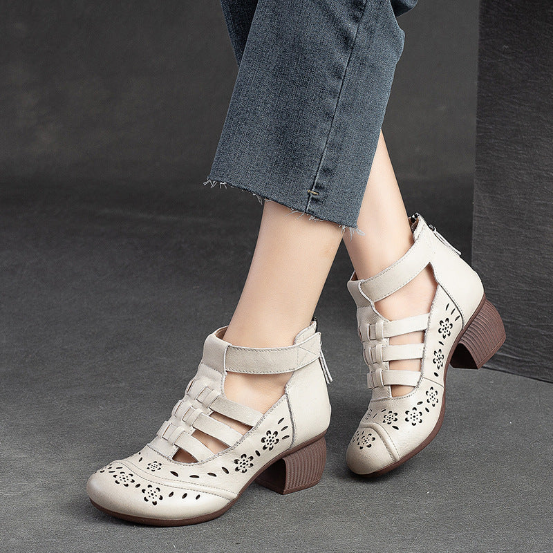 Women's High Round Toe Roman Style Breathable Heels