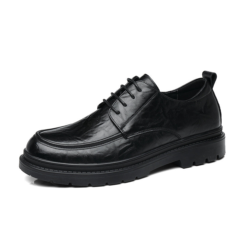 Men's Green Breathable Platform Soft Business Formal Men's Casual Leather Shoes