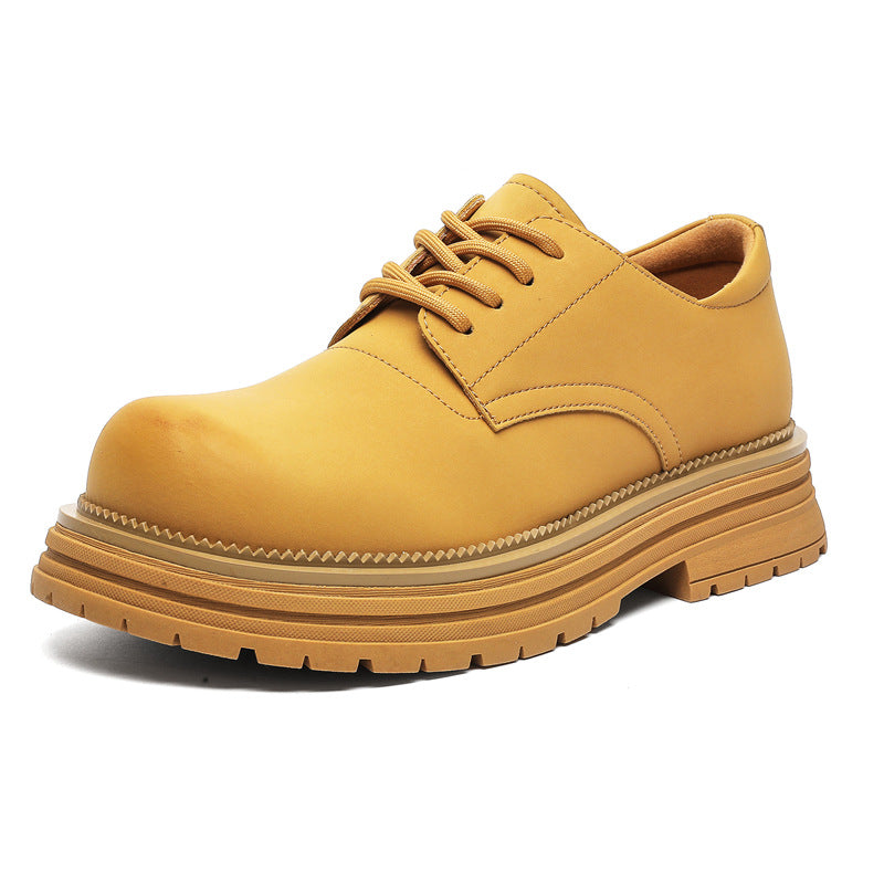 Men's Big Head Thick Bottom Increased Derby Leather Shoes
