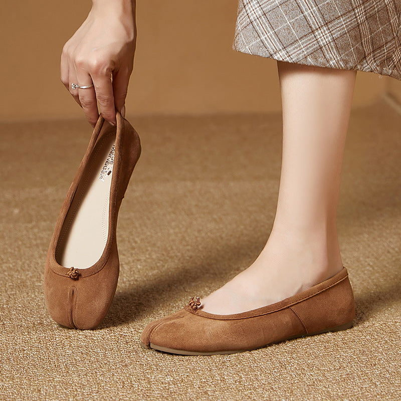 Women's Pumps Genuine Sheepskin Low-cut Green Ballet Casual Shoes
