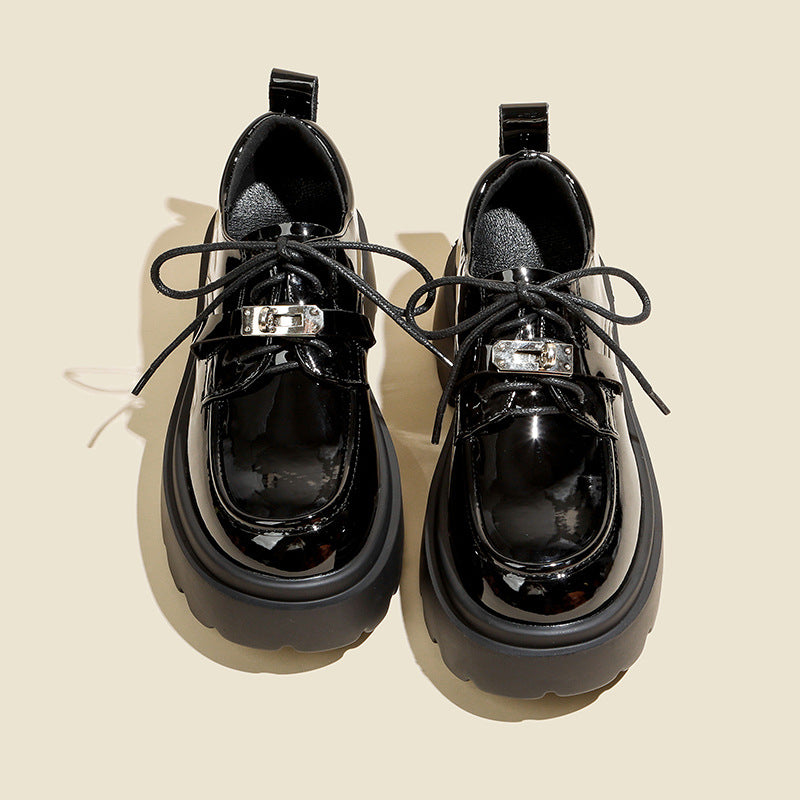 Women's Platform Lock Genuine Elevator Pumps Loafers