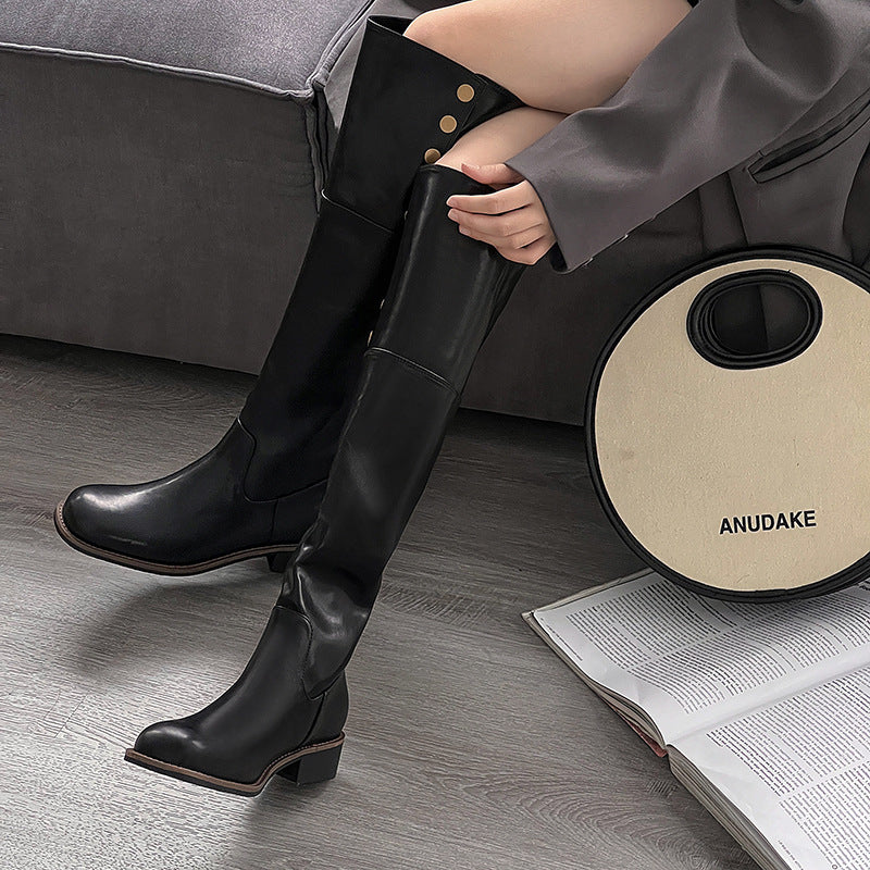 Women's Fat Thick Legs Long Veet Retro Boots