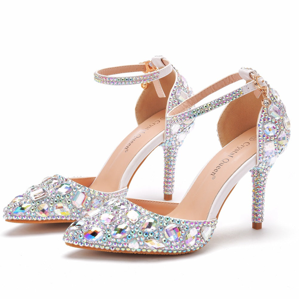 Size Rhinestone Wedding Stiletto Pointed Dinner Sandals