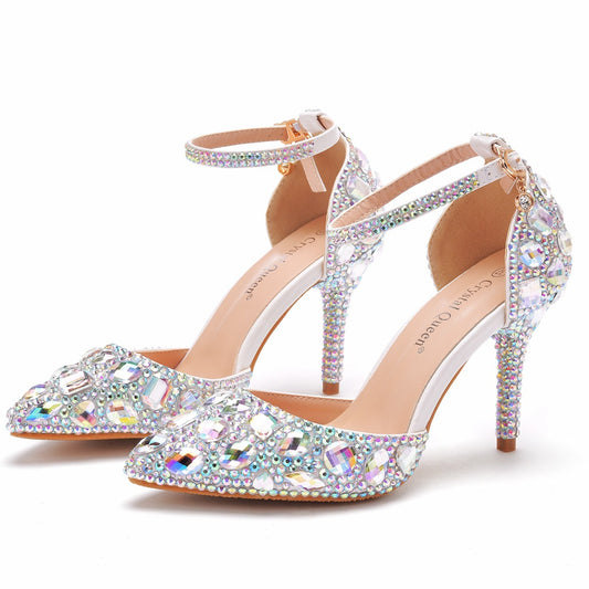 Size Rhinestone Wedding Stiletto Pointed Dinner Sandals