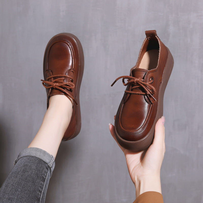 Women's First Layer Cowhide Flat Pumps Soft Loafers