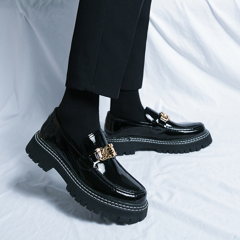Men's Sole Patent Glossy Slip-on Fashion Korean Style Men's Business Leather Shoes