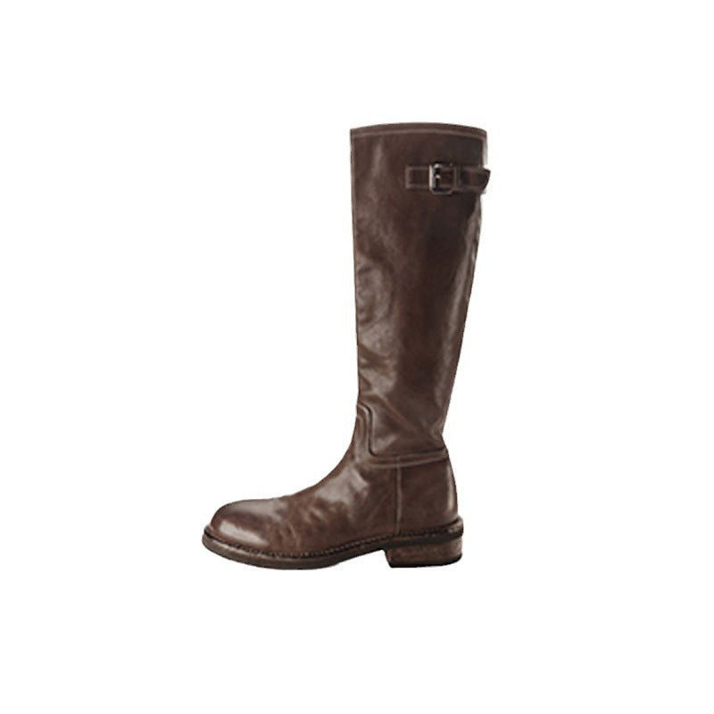 Women's & Men's Winter Washed Horse Platform Brown High Boots