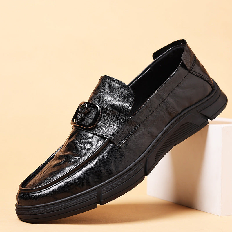 Men's Spring Sheepskin Genuine Breathable Pumps Leather Shoes