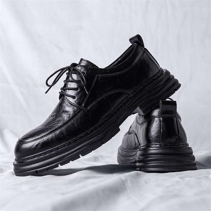 Men's Soft British Style Business Formal Wear Derby Bridegroom Large Men's Casual Leather Shoes