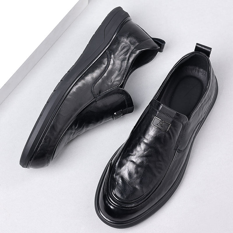 Men's Top Layer Cowhide Autumn Business Leisure Slip Leather Shoes