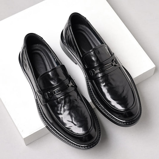 Men's Bottom Platform Peas Business Formal Wear Leather Shoes