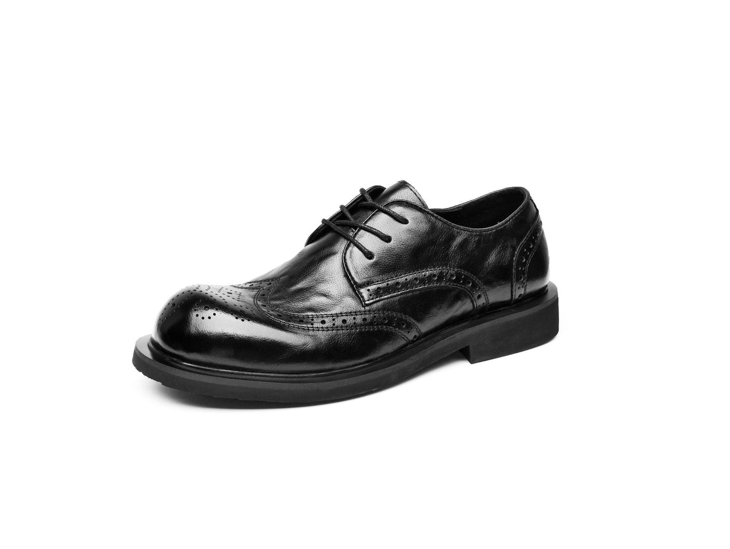 Men's Round Toe Brogue Distressed Low Trendy Leather Shoes