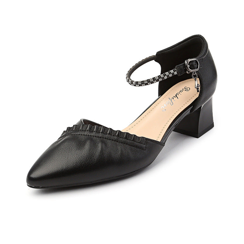 Women's Summer Pointed Chunky Plus Size Hollow Heels