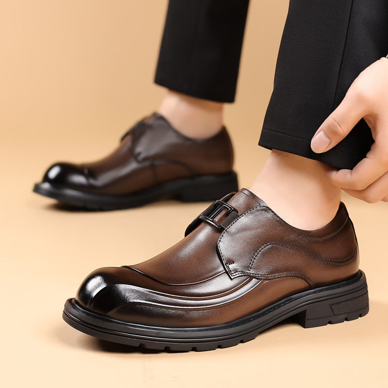 Men's First Layer Cowhide Genuine Formal Pumps Commuter Big Men's Business Leather Shoes