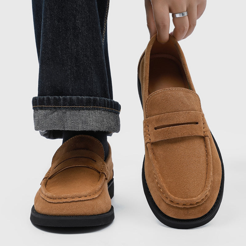 Old Money Style Unisex For Round Trendy Platform One Pedal Men's Casual Leather Shoes