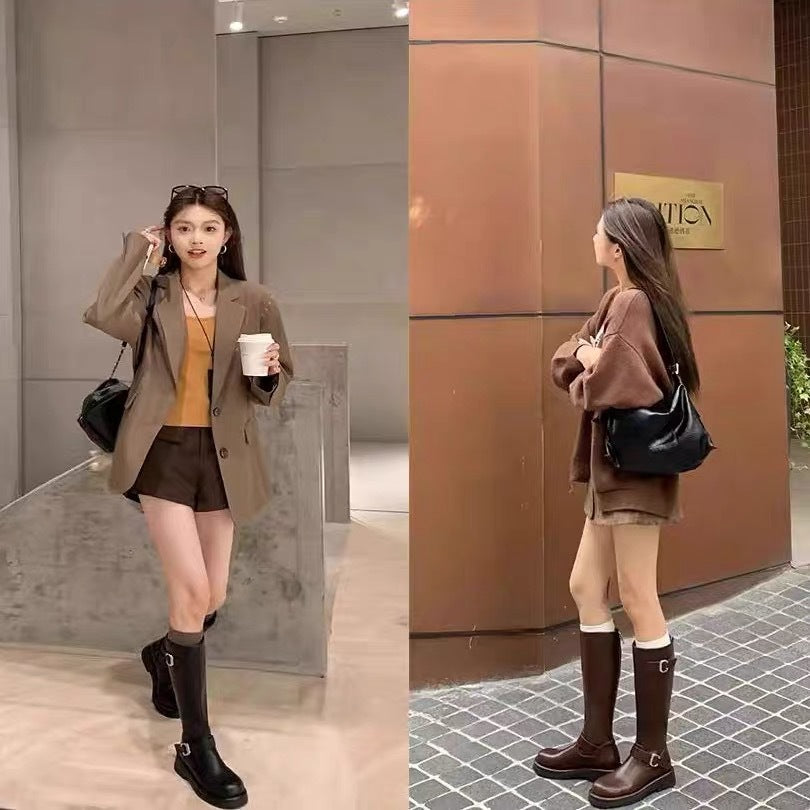 Women's Platform Below The Knee Tall Knight Boots