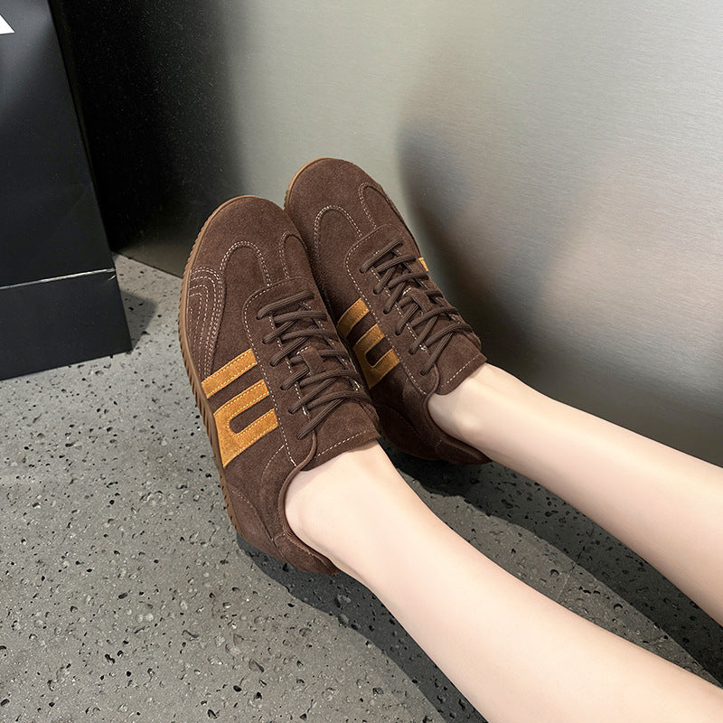 Women's Retro German Training Breathable Round Toe Flat Bottom Comfortable Women's Casual Shoes
