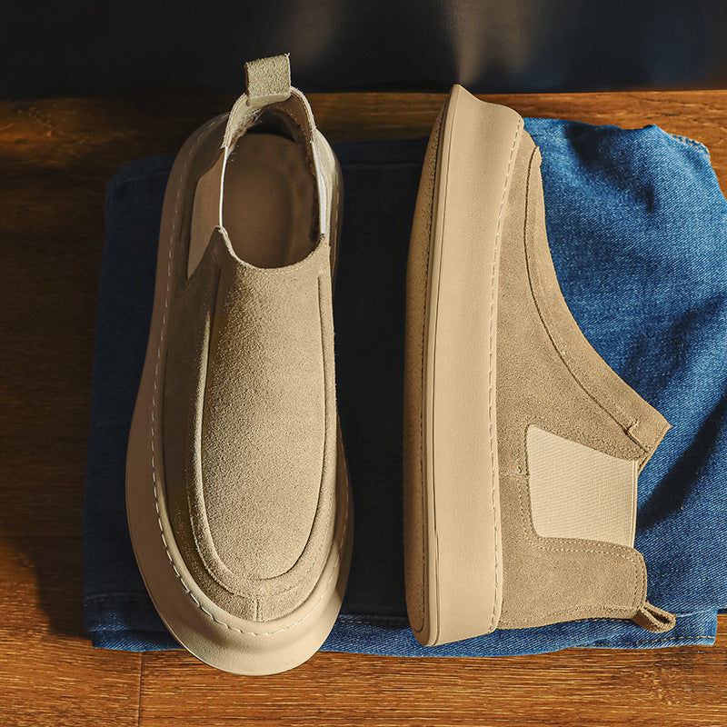 Men's Booties Suede Thick Bottom Hight Increasing Board Boots